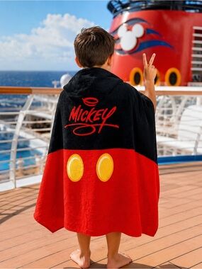 Disney Parks Mickey Mouse Hooded Kids Beach Bath Pool Towel Hand Pockets cruise